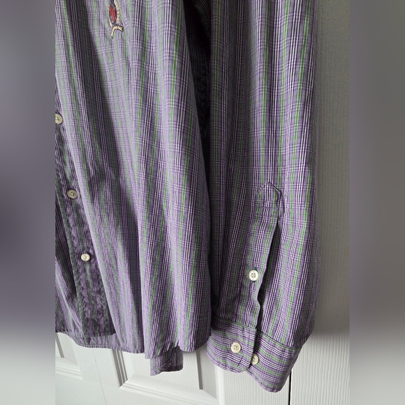 Men's Purple Striped Button-Down Shirt - Picture 6 of 15